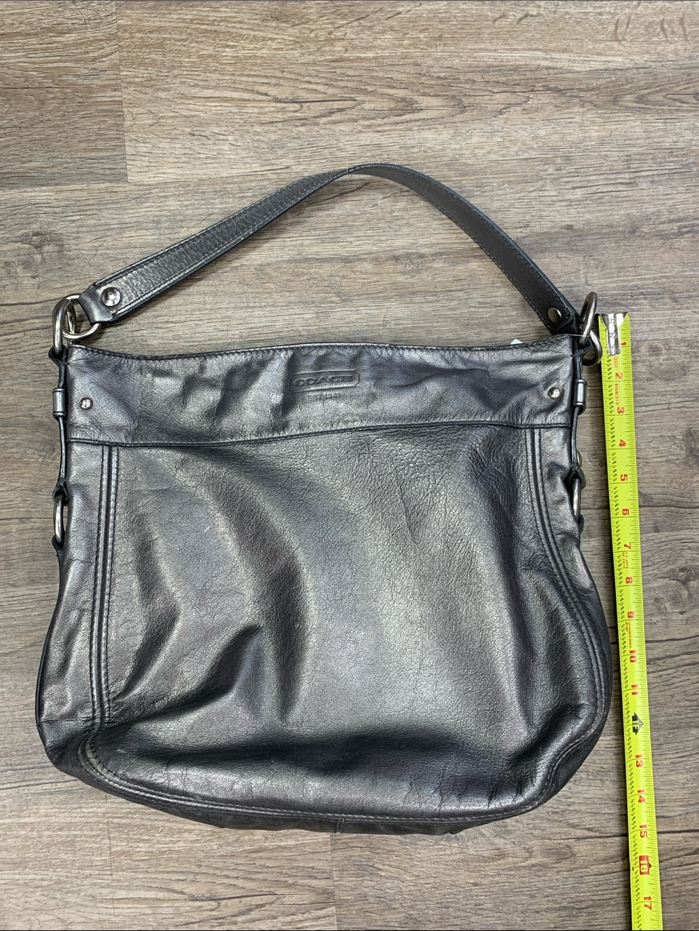 Coach Black Leather Shoulder Hobo Bag